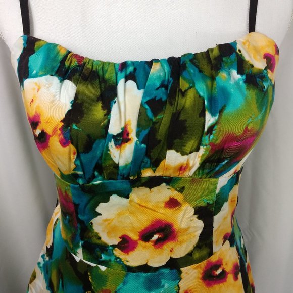 Maurices sleeveless green turqoiuse yellow flowers - Picture 3 of 10